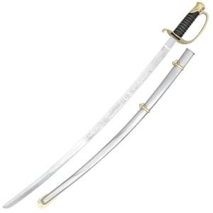 Armory Replicas™ - Commemorative Replica US Calvary Officer Saber - Forged Carbon Steel Decorative Collectible Engraved Civil War Sword w/Metal Scabbard