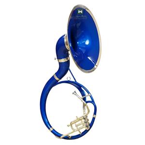 INDIAN MUSICAL INSTRUMENT 22" King Size Handmade Brass Sousaphone Big Bell Tuba with Mouthpiece and Gig Bag (BLUE GOLD)