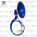 INDIAN MUSICAL INSTRUMENT 22" King Size Handmade Brass Sousaphone Big Bell Tuba with Mouthpiece and Gig Bag (BLUE GOLD)