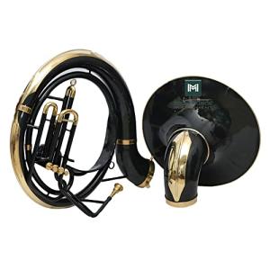 Indian Musical Instrument Chrome Finish 24" King Size Sousaphone Brass BB Big Bell Tuba With Mouth Piece and Carry Bag (Black Gold))