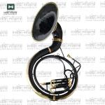 Indian Musical Instrument Chrome Finish 24" King Size Sousaphone Brass BB Big Bell Tuba With Mouth Piece and Carry Bag (Black Gold))