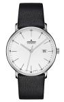 JUNGHANS Men's Form A Matte Silver Dial Black Leather Strap Automatic Watch 027/4730.00
