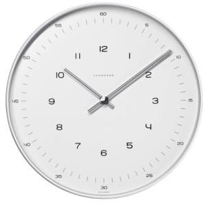 Junghans Max Bill Clock.30cm diam. Stainless Steel case. Quartz Movement. Mineral Glass face with Numbers.