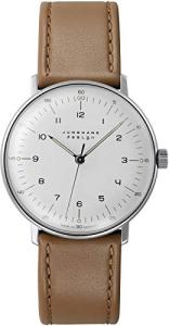 JUNGHANS Max Bill Handaufzug Hand-Winding Sapphire Crystal Beige Leather Watch 027/3701.02
