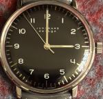 Junghans Max Bill Watch 27/3702 Manual Winding 34mm Leather Strap Used in Box