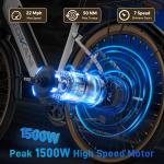 Electric Bike for Adults 70 Miles 1500W Peak 25MPH 26" Ebike for Women with 48V