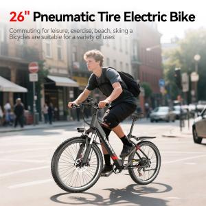 26'' Electric Mountain Bike Adults 750W 25MPH Off-road E-Bicycle Fat Tire