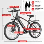 26'' Electric Mountain Bike Adults 750W 25MPH Off-road E-Bicycle Fat Tire