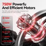 26'' Electric Mountain Bike Adults 750W 25MPH Off-road E-Bicycle Fat Tire