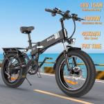 1000W Mountain Motorbike 20" Fat Tire Folding E-bike 48V 15Ah City Eletric Bike