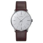 Junghans Meister Hand-Winding Mens Mechanical Watch - 38mm White Face Stainless Steel Burgundy Leather Band Classic Luxury Watch Made in Germany 027/3200.00
