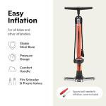 Schwinn Air Center Plus Floor Pump, For Mountain, Cruiser and Electric Bikes, 120 PSI, Soft Grip Handle, with Sports Ball Needle and Dual Head for Schrader and Presta Valves, Manual Air Pump