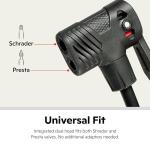 Schwinn Air Center Plus Floor Pump, For Mountain, Cruiser and Electric Bikes, 120 PSI, Soft Grip Handle, with Sports Ball Needle and Dual Head for Schrader and Presta Valves, Manual Air Pump
