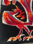 Junghans-Wolle, Germany, 70's, Handwoven Wool Rug, Tapestry, Folk , rooster MCM