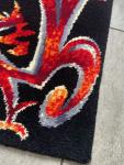 Junghans-Wolle, Germany, 70's, Handwoven Wool Rug, Tapestry, Folk , rooster MCM
