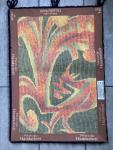Junghans-Wolle, Germany, 70's, Handwoven Wool Rug, Tapestry, Folk , rooster MCM