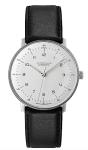 JUNGHANS Men's Max Bill Automatic White Dial Black Leather Strap Analog Watch 27/3500.02