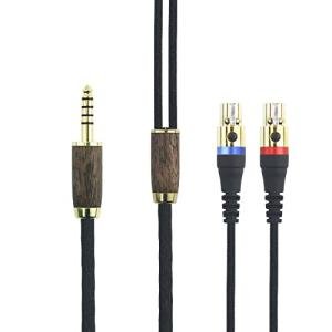 NewFantasia 4.4mm Balanced Cable Compatible with Audeze LCD-2, LCD-4, LCD-3, LCD-X, LCD-XC, MM-500 Headphone Upgrade Replacement Audio Cable 6N OCC Copper Silver Plated Cord Walnut Wood Shell 6.6ft