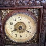 Antique Brown and Gold Junghans Clock with Intricate Carvings - Erna Design