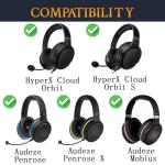 SOULWIT Cooling-Gel Replacement Earpads for Audeze Penrose/Penrose X/Mobius, Ear Pads for HyperX Cloud Orbit/Orbit S Headphones, Cushions with Durable Ice Silk Fabric, Noise Isolation Foam-Black