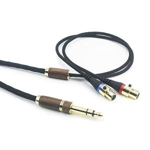 NEW NEOMUSICIA Replacement Audio Upgrade Cable Compatible with Audeze LCD-2 LCD-4 LCD-3 LCD-X LCD-XC, MM-500 Headphone 6N OCC Copper Silver Plated Cord with 6.35mm Adapter Walnut Wood Shell