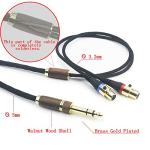 NEW NEOMUSICIA Replacement Audio Upgrade Cable Compatible with Audeze LCD-2 LCD-4 LCD-3 LCD-X LCD-XC, MM-500 Headphone 6N OCC Copper Silver Plated Cord with 6.35mm Adapter Walnut Wood Shell