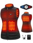 WASOTO Heated Vest Women With 16000 mAh Battery Pack Charger Included Rechargeable Washable Electric Lightweight Women's Heated Vest For Indoor Outdoor Cycling Work Golfing Walking（Black,M）