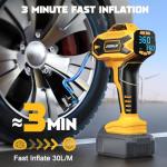 Tire Inflator Air Compressor Compatible with DeWalt 20V Battery Power, LIVOWALNY 160PSI Cordless Portable Electric Air Pump with Digital Pressure Gauge for Car Motorcycles Bike Ball Auto (No Battery)
