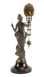 German Junghans Style Brass Elegant Diana Lady Figure Swinging Swinger Clock