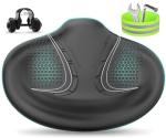 BLUEWIND New Noseless Oversized Bike Seat, Wide Bicycle Saddle Novel Backrest Design for Electric Bike, Fits Most Exercise Bike or Road Stationary Bike Seat Cushion for Men & Women (Black)