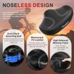 BLUEWIND New Noseless Oversized Bike Seat, Wide Bicycle Saddle Novel Backrest Design for Electric Bike, Fits Most Exercise Bike or Road Stationary Bike Seat Cushion for Men & Women (Black)
