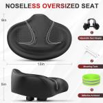 BLUEWIND New Noseless Oversized Bike Seat, Wide Bicycle Saddle Novel Backrest Design for Electric Bike, Fits Most Exercise Bike or Road Stationary Bike Seat Cushion for Men & Women (Black)