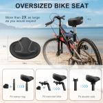BLUEWIND New Noseless Oversized Bike Seat, Wide Bicycle Saddle Novel Backrest Design for Electric Bike, Fits Most Exercise Bike or Road Stationary Bike Seat Cushion for Men & Women (Black)