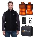 Heated Vest for Men with 12000mAh Battery Pack, Soft Fleece Electric Vest with 9 Heating Zones, Smart Lightweight Heated Jacket Indoor Outdoor Work, Hiking, Camp, Cycling, Hunting, Ski