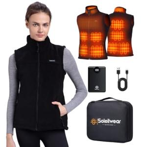 Heated Vest Women with 12000mAh Battery Pack, Soft Fleece Electric Vest with 9 Heating Zones, Smart Lightweight Heated Jacket Indoor Outdoor Work, Hiking, Camp, Cycling, Hunting, Ski