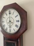 Antique Junghans German Art Deco Schoolhouse Gong Chime 8 Day Wall Clock w/ Key