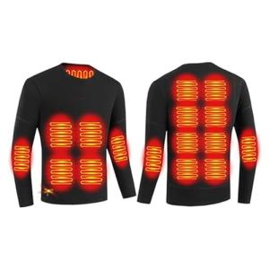 Guimuer Men USB Electric Heated Underwear Shirt, 16 Heating Zone Thermal Top for Outdoor Skiing, Motorcycle,L,Black