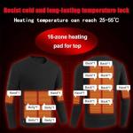 Guimuer Men USB Electric Heated Underwear Shirt, 16 Heating Zone Thermal Top for Outdoor Skiing, Motorcycle,L,Black