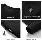 Guimuer Men USB Electric Heated Underwear Shirt, 16 Heating Zone Thermal Top for Outdoor Skiing, Motorcycle,L,Black