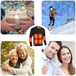 Guimuer Men USB Electric Heated Underwear Shirt, 16 Heating Zone Thermal Top for Outdoor Skiing, Motorcycle,L,Black