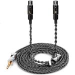 Fezzlo Audio Cable 8N Single Crystal Silver-Plated Mixed Cord Compatible with Audeze LCD-3 LCD-4 LCD-X LCD-XC MEZE Empyrean Elite Kennerton Thror Vali Headphone 4.4mm Plug, Dark Grey