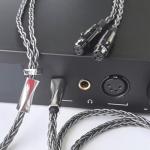 Fezzlo Audio Cable 8N Single Crystal Silver-Plated Mixed Cord Compatible with Audeze LCD-3 LCD-4 LCD-X LCD-XC MEZE Empyrean Elite Kennerton Thror Vali Headphone 4.4mm Plug, Dark Grey