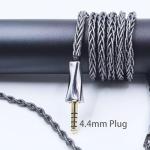 Fezzlo Audio Cable 8N Single Crystal Silver-Plated Mixed Cord Compatible with Audeze LCD-3 LCD-4 LCD-X LCD-XC MEZE Empyrean Elite Kennerton Thror Vali Headphone 4.4mm Plug, Dark Grey