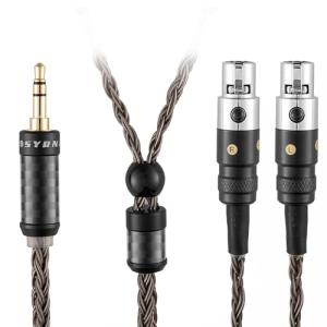 SYRNARN 3.5mm (1/8'') TRS Headphone Cable Compatible with AUDEZE LCX-X LCD-XC LCD2 LCD3 LCD4 for MEZE Empyrean, MEZE Elite, MEZE Empyrean 16 Core Replacement Cord (with 3.5mm Stereo, 3Meters/10ft)