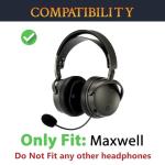 SOULWIT Replacement Earpads for Audeze Maxwell Headphones, Ear Pads Cushions with Soft Protein Leather, High-Density Noise Cancelling Foam - Black