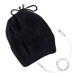 Men Women Electric Heated Beanie Skull Caps Olders 2 in 1 USB Heating Knitted Cap Neckerchief Winter Running Camping Cycling Ski Heat Hat Head Neck Warmer Heater Wrap Black