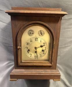 Antique Junghans Chime Mahogany Mantle Clock w/ Key for parts/ repair