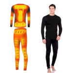Foern Electric Heated Underwear Set Fleece Lined Thermal Body Suit Men Winter Motorcycle Top Pants (Black, M)