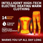 Foern Electric Heated Underwear Set Fleece Lined Thermal Body Suit Men Winter Motorcycle Top Pants (Black, M)