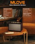 MLOVE Retro Bluetooth Speaker with Aux, Subwoofer, USB